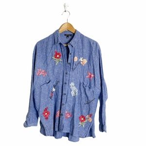 Topshop chambray embroidered shirt size 6